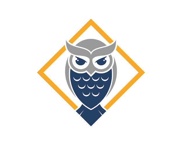 Hibou Dans Le Logo De La Ligne Carrée