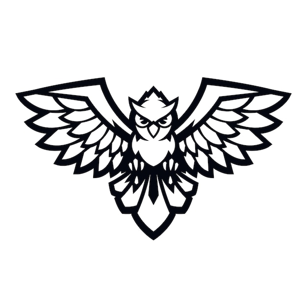 Vecteur hibou esport mascotte logo dessin au trait