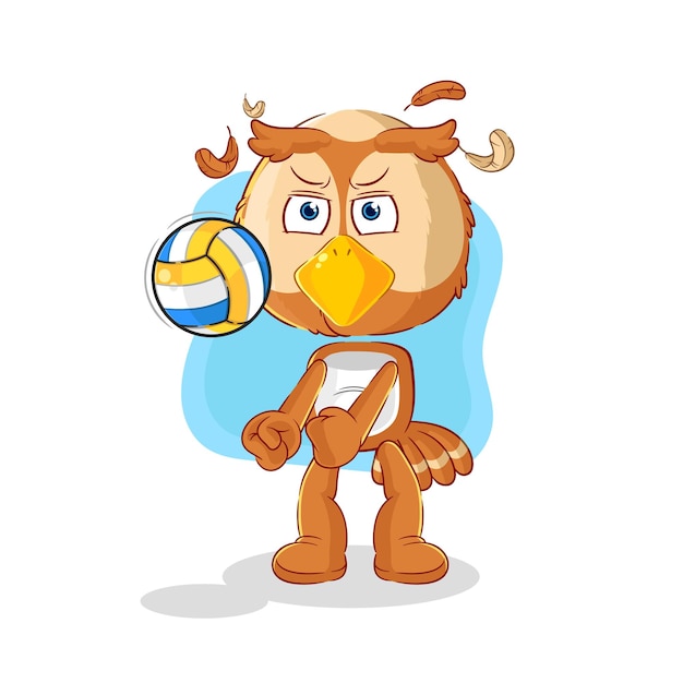 Hibou jouer vecteur de dessin animé de volley-ball mascotte