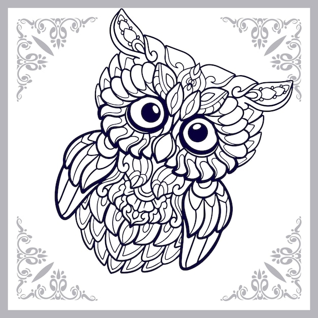 Vecteur hibou oiseau mandala arts isolé sur fond blanc