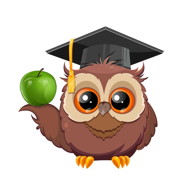 Hibou sage en casquette de graduation