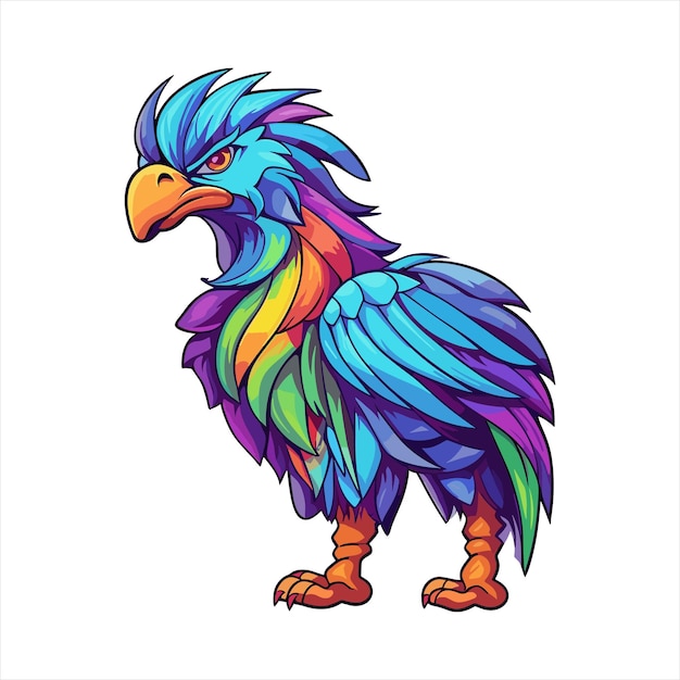 Vecteur hippogriff aquarelle colorée dessin animé kawaii personnage animal animal de compagnie autocollant isolé illustration