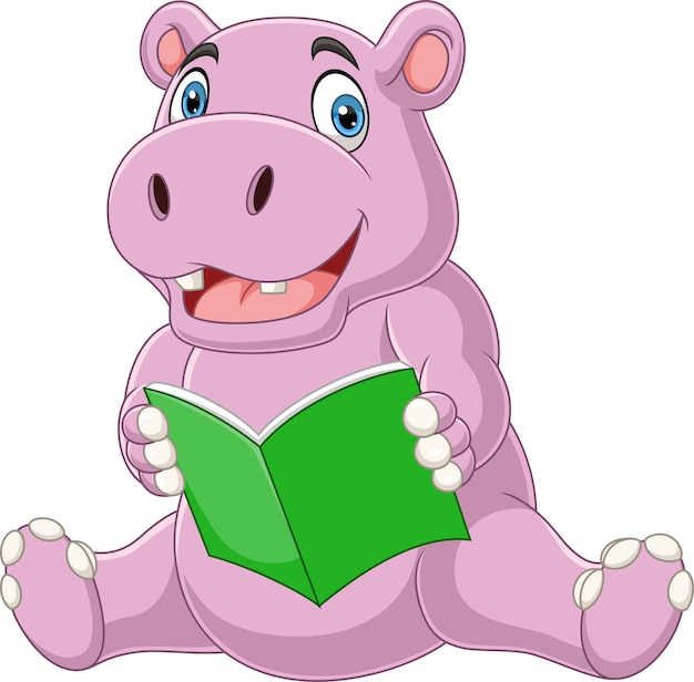 Hippopotame De Bande Dessinée Lisant Un Livre