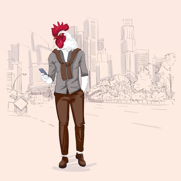 Hipster De Coq De Dessin Animé