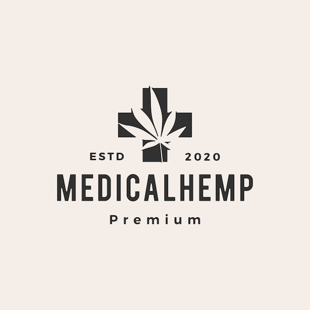 Hipster Médical Cannabis Vintage Logo Icône Illustration