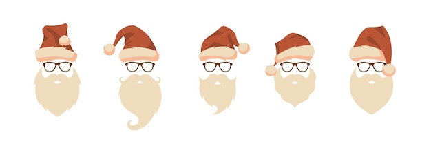 Vecteur hipster père noël noël père noël ensemble