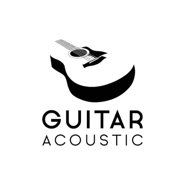 Hipster Rétro De Logo De Guitare Acoustique, Icône De La Guitare Acoustique Classique