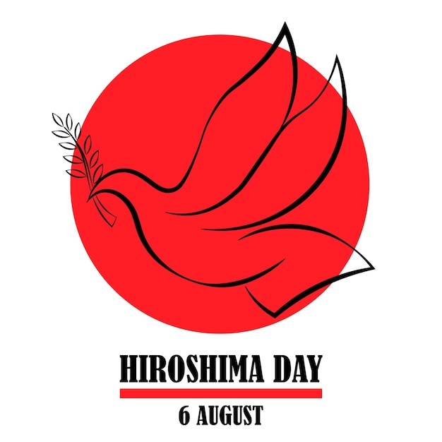 Hiroshima Day 6 Août Paix Colombe Oiseau Affiche Plat Illustration Vecteur