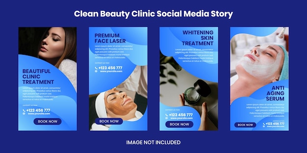 Vecteur histoire des médias sociaux de clean beauty clinic