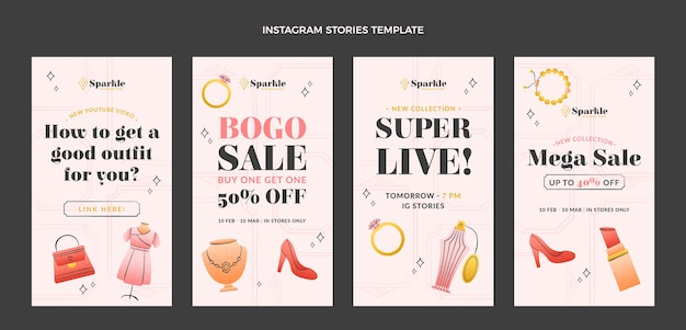 Histoires instagram de la boutique de textures dessinées à la main