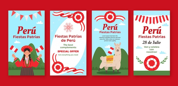 Histoires instagram fiestas patrias pérou dessinées à la main