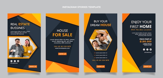 Histoires instagram de l'immobilier design plat