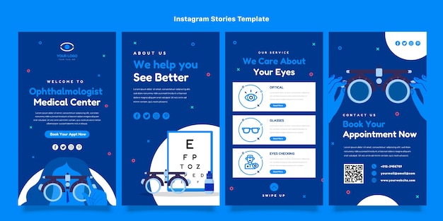 Histoires instagram minimales d'ophtalmologistes