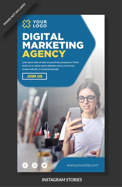 Histoires Instagram et modèle de médias sociaux de l'agence de marketing numérique