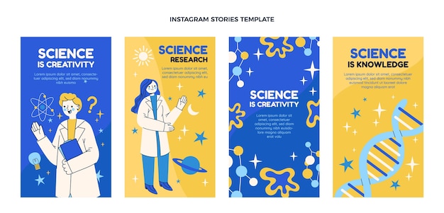 Vecteur histoires instagram de science du design plat