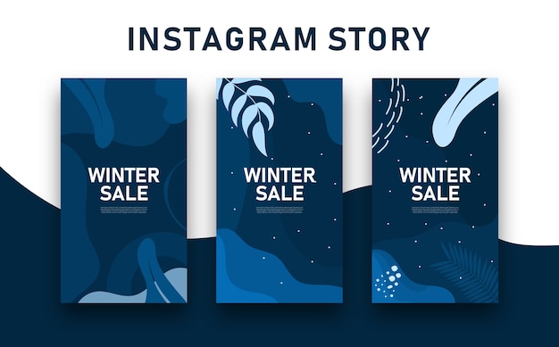 Vecteur histoires instagram de soldes d'hiver