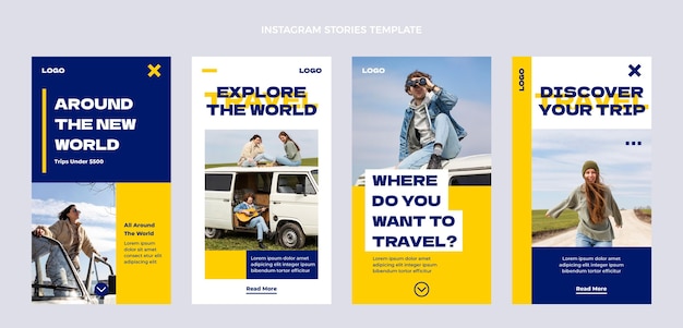 Histoires instagram de voyage plat
