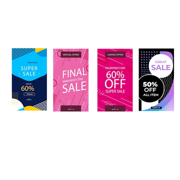histoires promotionnelles instagram nouvelle arrivée mode super méga grande vente modèle de bannière web mise en page mal