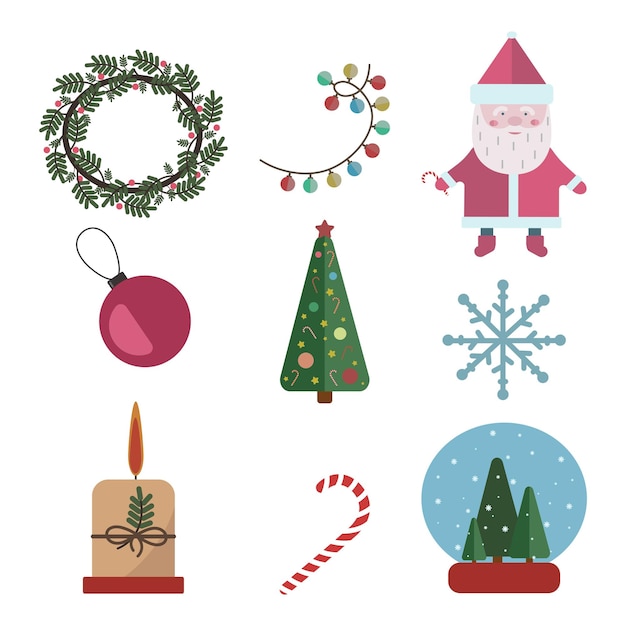 Hiver nouvel an vecteur noël set illustration