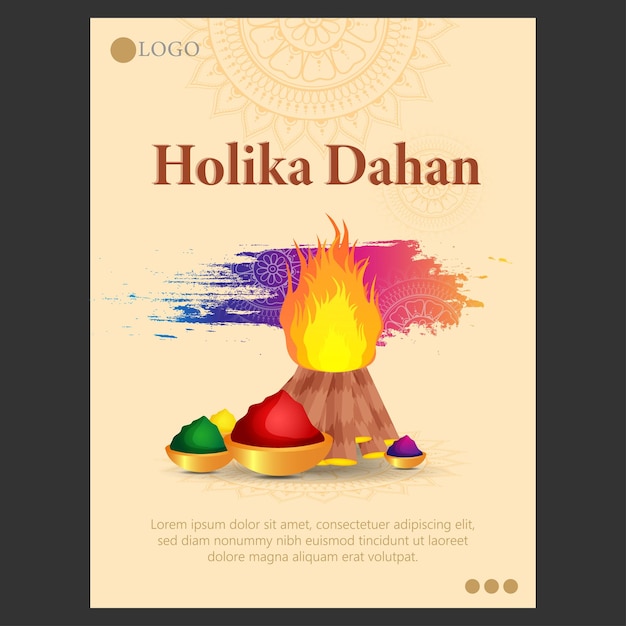 Vecteur holika dahan également connu sous le nom de choti holi est un festival hindou observé la nuit avant holi