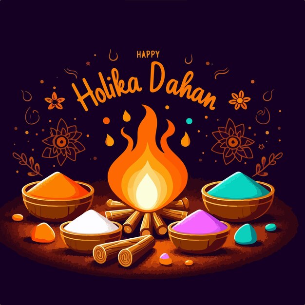 Vecteur holika dahan illustration vectorielle de fond du festival indien