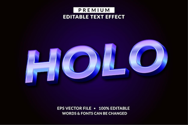 Vecteur holo, style de police d'effet de texte modifiable