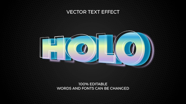 holo typographie effets 3D modèle de texte modifiable téléchargement gratuit