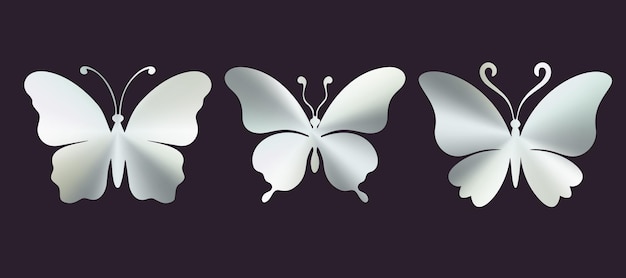 Holographique Y2k Futur Métaux Papillon Badge Timbre à La Mode Autocollant Coloré Set Cœur Et Abstrait