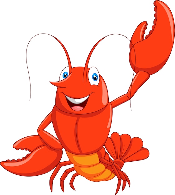 Vecteur homard de dessin animé en agitant