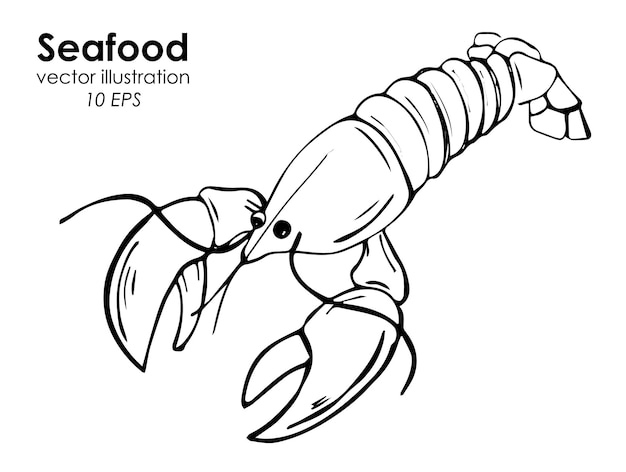 Homard en une seule ligne. Cancer dessiné à la main pour le logo du restaurant de fruits de mer, art minimal pour l'impression