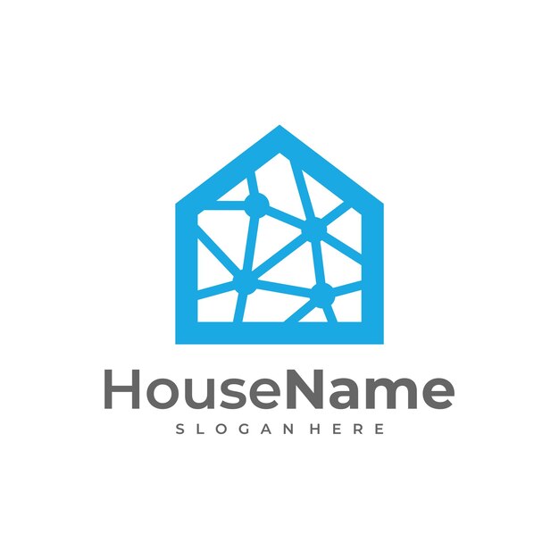 Home tech avec connexion dot line art style logo design vecteur idée créative symbole technologie icône modèle