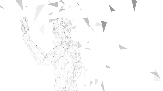Homme abstrait conceptuel avec la main vers le haut