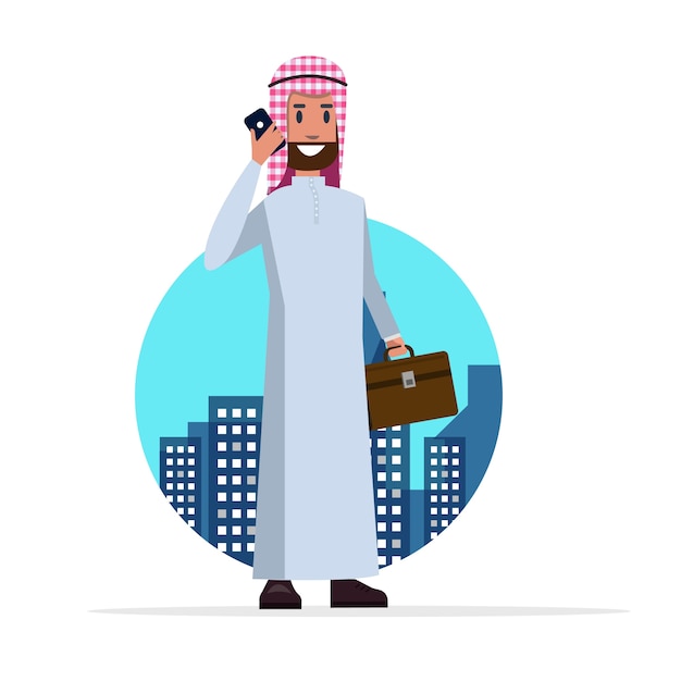 Homme D'affaires Arabe Intelligent Parler Au Téléphone