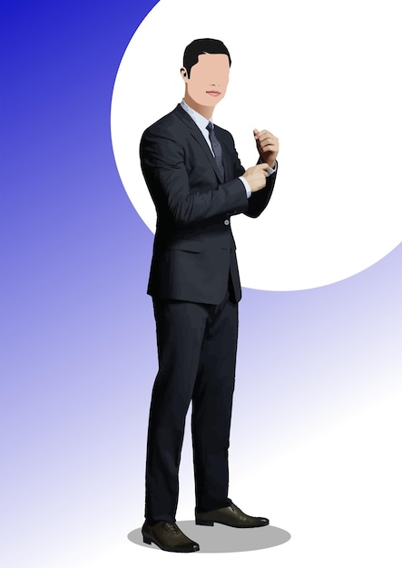 L'homme d'affaires est sur la route 3D vector illustration dessinée à la main