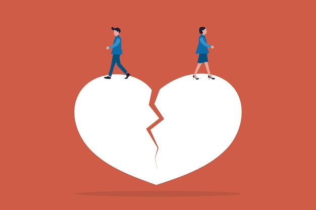 L'homme d'affaires et la femme d'affaires se tiennent le concept de l'écart entre les sexes ou le concept d'inégalité dans les affaires Symbole de défi de carrière dans les affaires