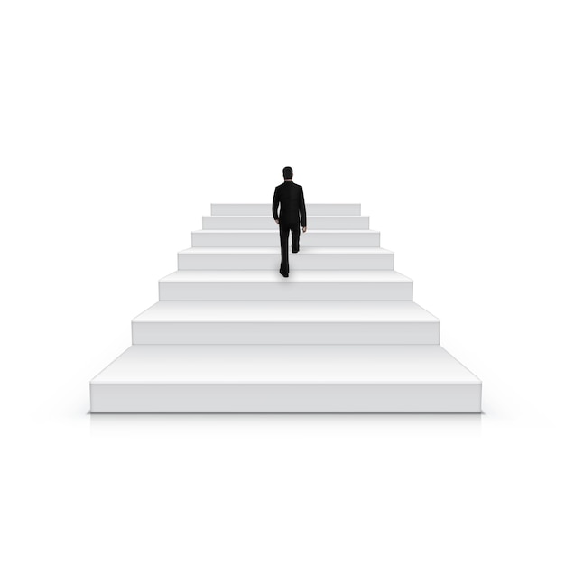 Vecteur homme affaires, monter escaliers, être, les, premier, concept