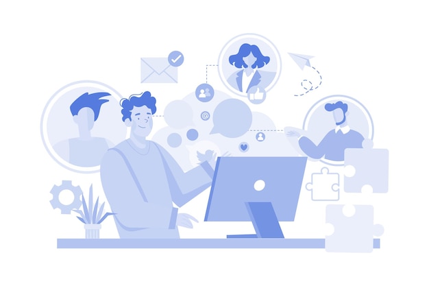 Un homme d'affaires parle à un collègue d'un plan de marketing social
