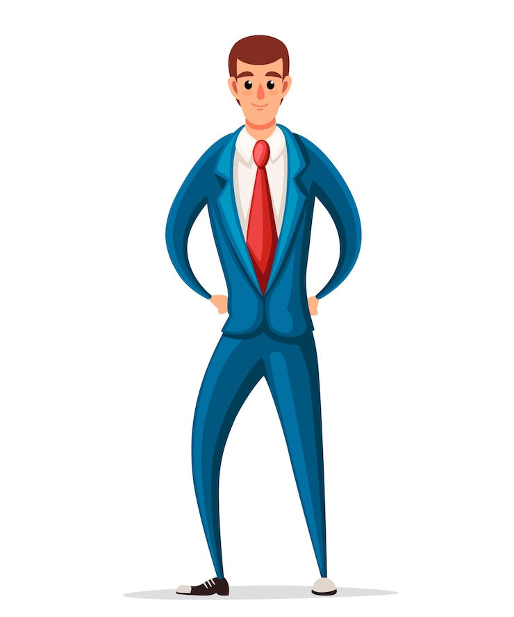 Vecteur homme d'affaires en tenue de soirée bleue. personnage . illustration sur fond blanc.