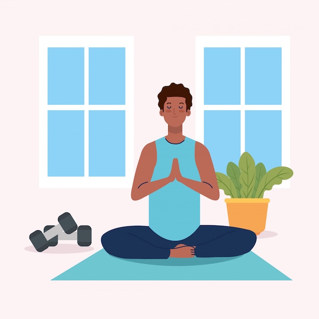 homme afro méditant, yoga méditation relax