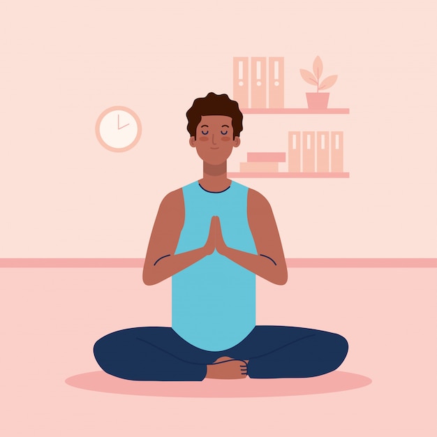 homme afro méditant, yoga méditation relax