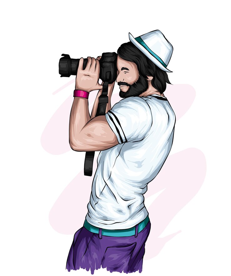 Vecteur homme avec un appareil photo