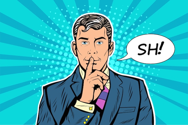 L&#39;homme appelle au silence en faisant un geste chut