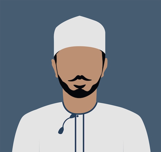 Vecteur homme arabe omanais portant un chapeau traditionnel omanais