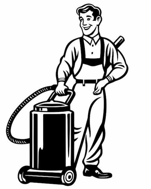 Vecteur homme avec aspirateur