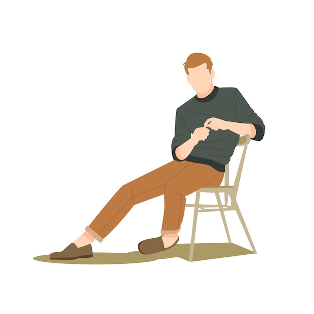 Vecteur homme assis sur une chaise illustration isolée