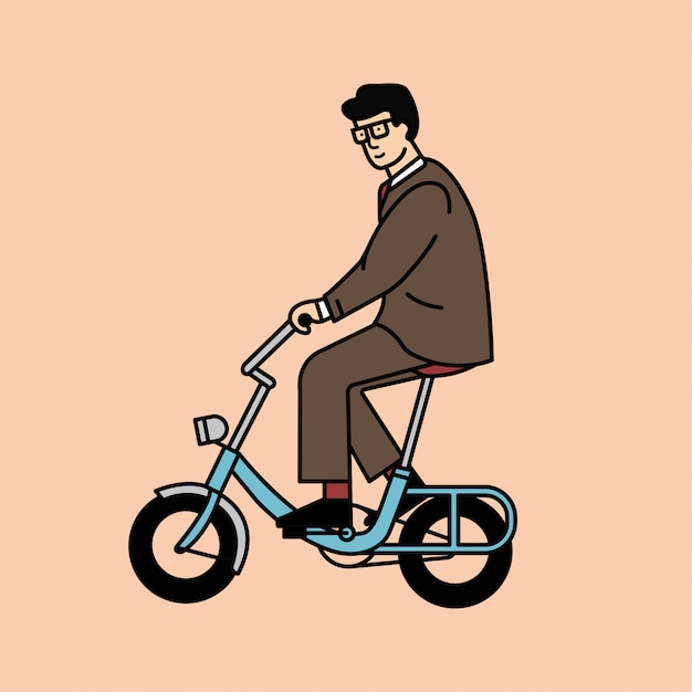 Homme De La Bande Dessinée à Vélo