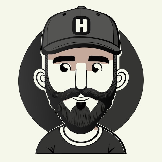 Vecteur homme à barbe et à casquette de baseball dessin animé vectoriel