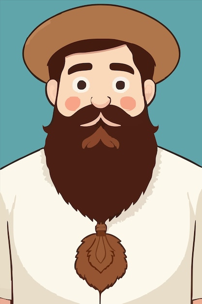 Vecteur un homme avec une barbe et un chapeau sur la tête