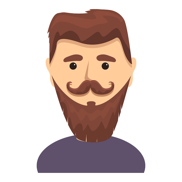 Homme barbu avec icône de moustache torsadée Dessin animé d'homme barbu avec icône de vecteur de moustache torsadée pour la conception de sites Web isolée sur fond blanc