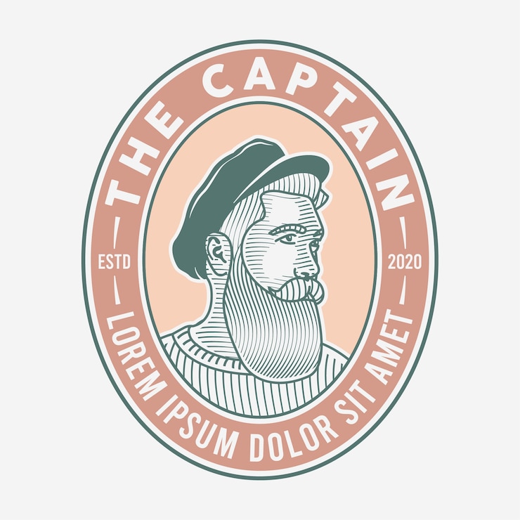 Vecteur homme barbu logo vintage dessiné à la main